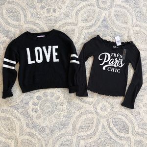 Justice Black Top Set, Sweater and Long Sleeve
